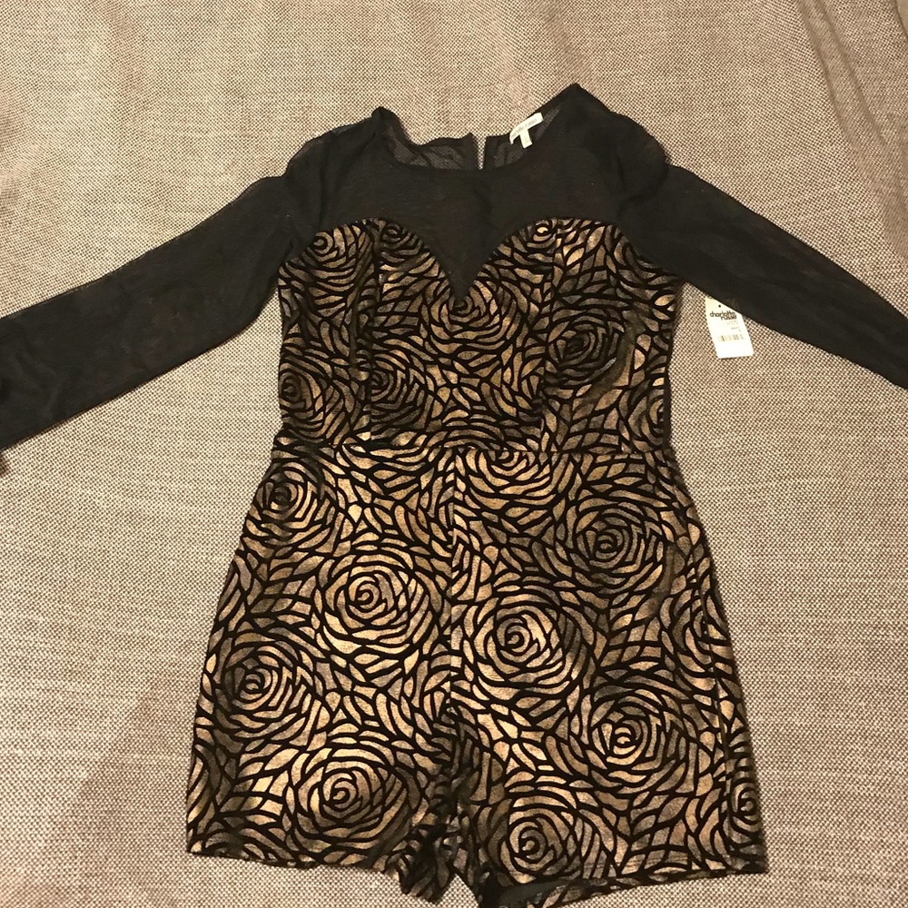 Gold and black romper